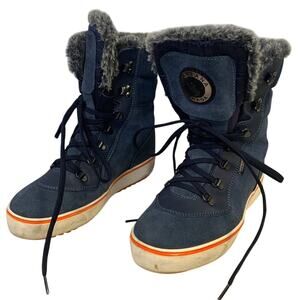 Santana Canada Womens US Size 9M Navy Blue Suede Faux Fur Tall Winter Boots